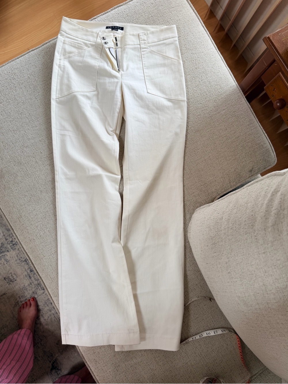 Theory Cream Boot-Cut Pants